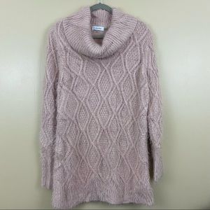 Calvin Klein cowl neck, pink sweater, size Large